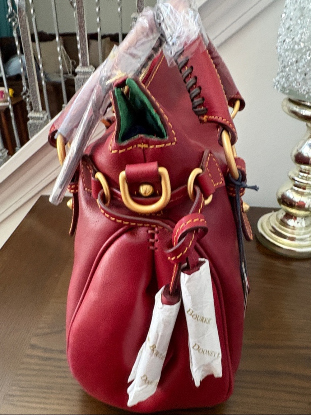 Dooney & Bourke Florentine Leather Satchel REGULAR Bordeaux - Picture 3 of 6